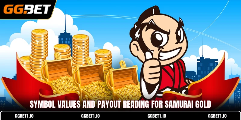 Symbol values and payout reading for Samurai Gold Symbol values and payout reading for Samurai Gold